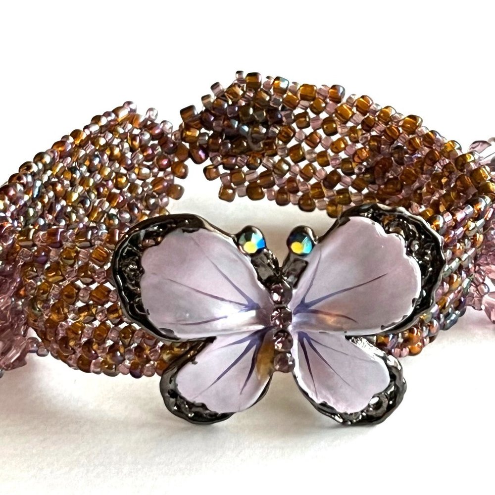 Lavender Beaded Butterfly Bracelet